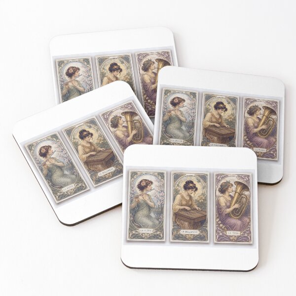 Item preview, Art Nouveau Style Musicians FDT- Flute, Dulcimer & Tuba designed and sold by 3rdBirdInk.