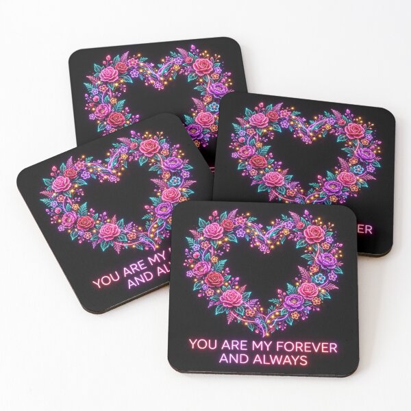 Item preview, You Are My Forever And Always Neon Floral Heart Black designed and sold by Aliplus+.