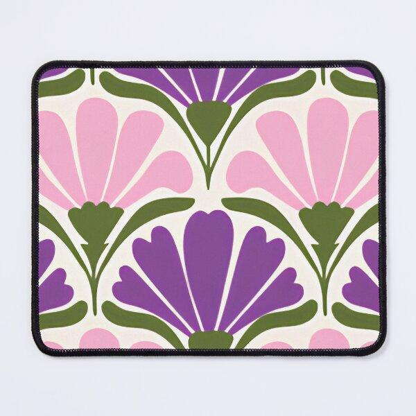 Item preview, Retro Art Deco Purple & Pink Lotus Floral Seamless Pattern designed and sold by LuxocaDesigns24.