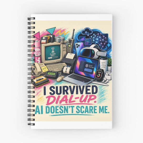 Item preview, I Survived Dial-Up, AI Doesn’t Scare Me | Retro Tech Humor designed and sold by Dr.Carrie'sStore.