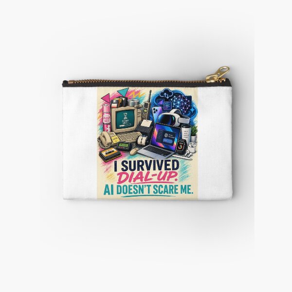 Item preview, I Survived Dial-Up, AI Doesn’t Scare Me | Retro Tech Humor designed and sold by Dr.Carrie'sStore.
