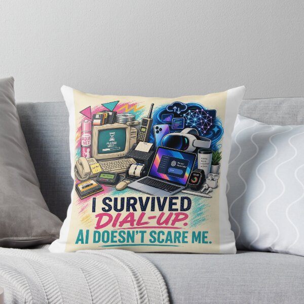 Item preview, I Survived Dial-Up, AI Doesn’t Scare Me | Retro Tech Humor designed and sold by Dr.Carrie'sStore.