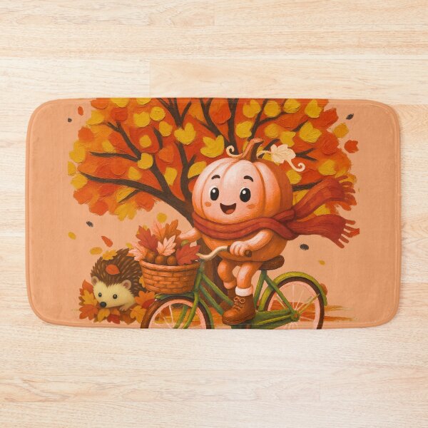 Item preview, Cute Pumpkin Riding Bicycle | Cozy Fall Autumn Tree Design designed and sold by AppealingVibes.