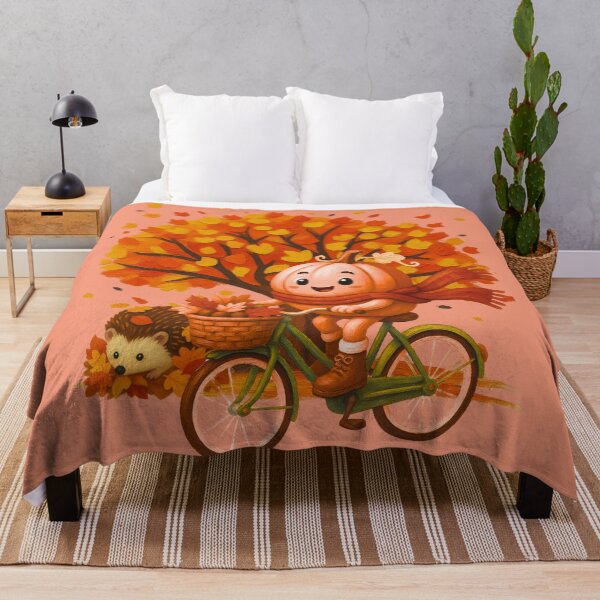 Item preview, Cute Pumpkin Riding Bicycle | Cozy Fall Autumn Tree Design designed and sold by AppealingVibes.