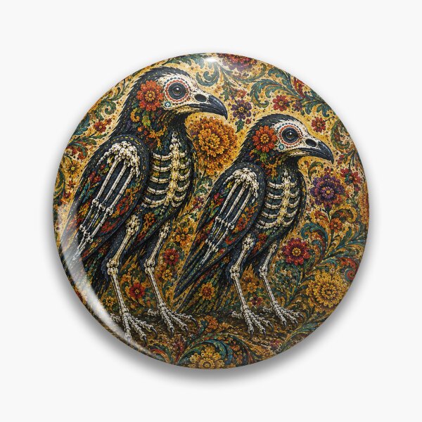 Item preview, Sugar Skull Ravens - Dia de los Muertos Folk Art designed and sold by newnomads-art.