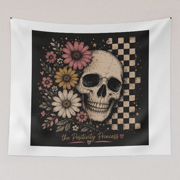 Item preview, Floral Skull Alternative Grunge Art designed and sold by The Positivity Princess.