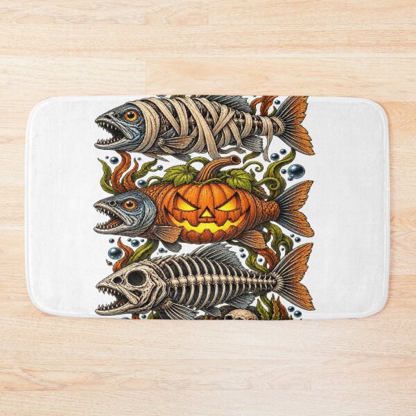Item preview, Halloween Fish Skeleton Pumpkin Funny Spooky Fishing Horror Angler Ocean Lover Vintage Halloween designed and sold by 76Valeria.