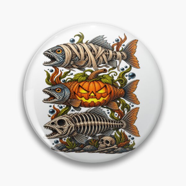Item preview, Halloween Fish Skeleton Pumpkin Funny Spooky Fishing Horror Angler Ocean Lover Vintage Halloween designed and sold by 76Valeria.