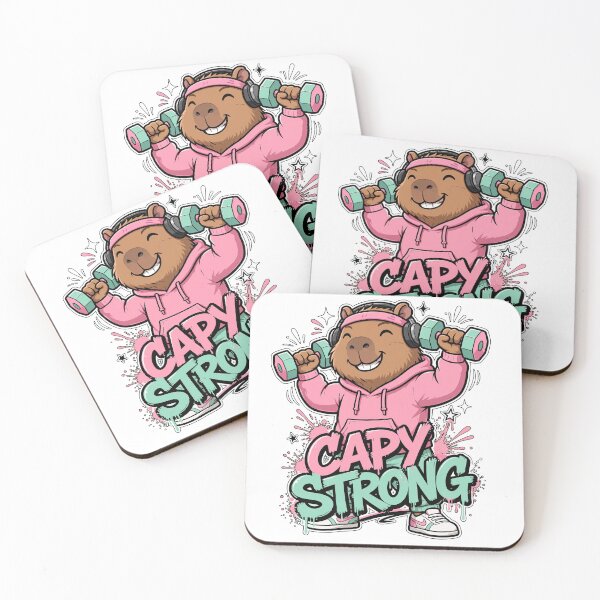 Item preview, Cute Capybara Lifting Dumbbells Fitness Pink and Mint designed and sold by CurrentPhase.