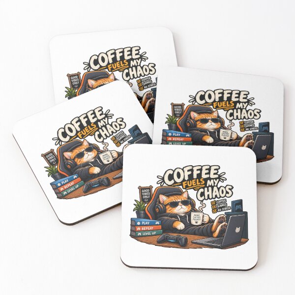 Item preview, Coffee Fuels My Chaos – Funny Cat Gamer Coffee Lover Design designed and sold by 3bqre.