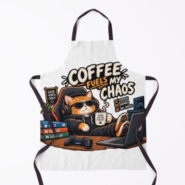 Item preview, Coffee Fuels My Chaos – Funny Cat Gamer Coffee Lover Design designed and sold by 3bqre.