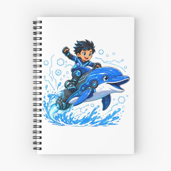 Item preview, Futuristic Robot Dolphin Rider – Ocean Adventure Cartoon designed and sold by Nubian Style.