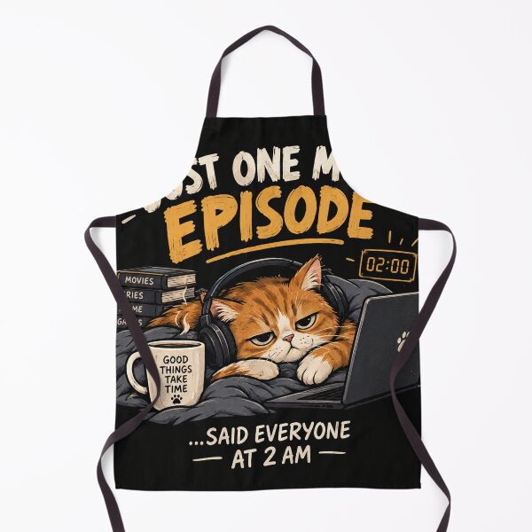 Aperçu de l'œuvre Juste un épisode de plus – Un chat drôle qui regarde en boucle Late Night Design créée et vendue par 3bqre.
