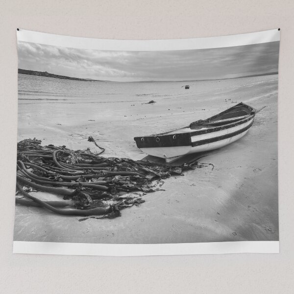 Item preview, Black and White Fishing Boat Abandoned designed and sold by Faith Based Decor .