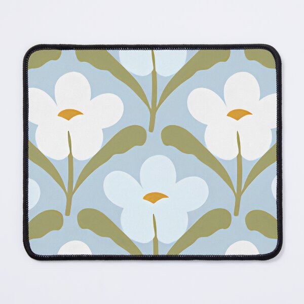 Item preview, Retro 70s Sky Blue & White Daisy Floral Seamless Pattern designed and sold by LuxocaDesigns24.