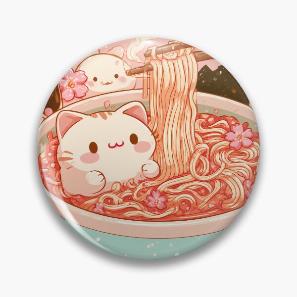 Item preview, Kawaii Japanese Cat – Ramen Bowl and Sakura Blossoms designed and sold by kaldart.