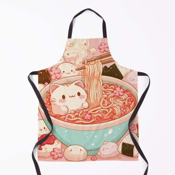 Item preview, Kawaii Japanese Cat – Ramen Bowl and Sakura Blossoms designed and sold by kaldart.