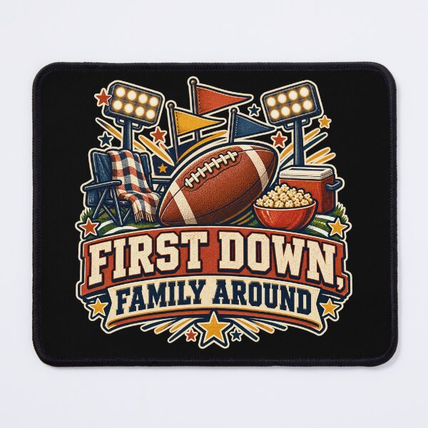 Item preview, First Down Family Around Football Game Day Art designed and sold by CheerfulNest.
