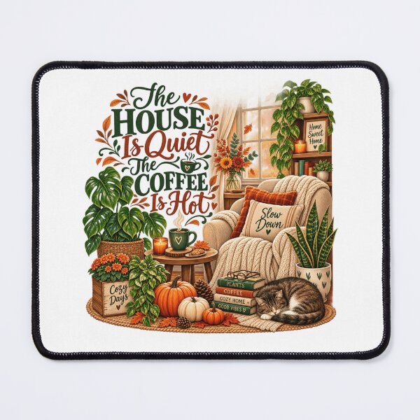 Item preview, The House Is Quiet, The Coffee Is Hot | Cozy Fall Plant Lover designed and sold by CottageGardenCo.
