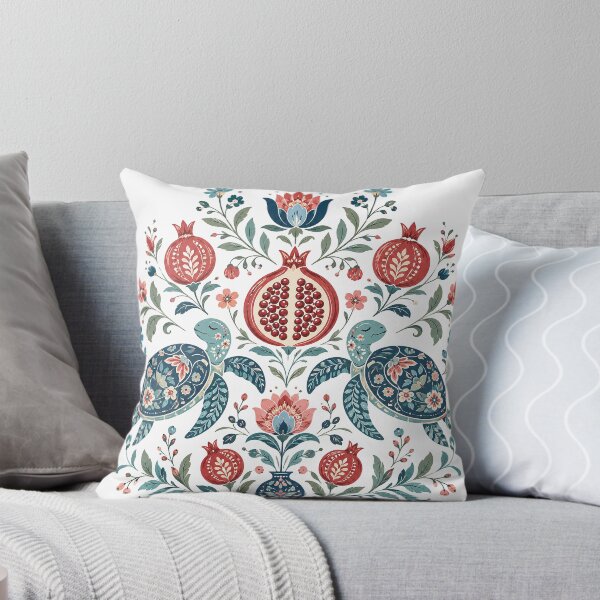 Item preview, Symmetrical Folk Art Turtles Pomegranate Design designed and sold by Gold Turtle  Lina.