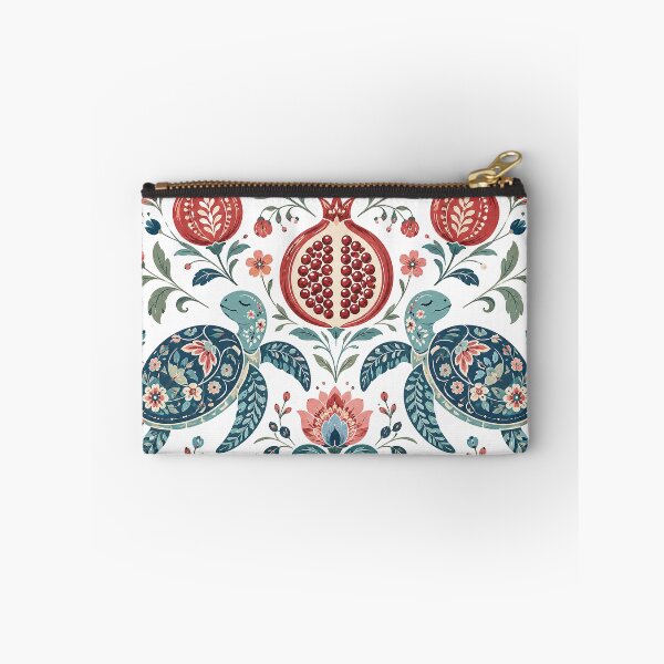 Item preview, Symmetrical Folk Art Turtles Pomegranate Design designed and sold by Gold Turtle  Lina.