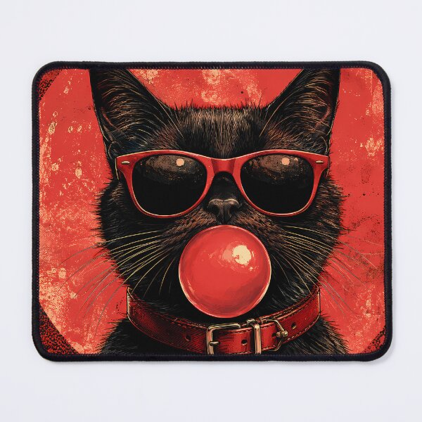 Item preview, Black Cat with Red Sunglasses Retro Pop Art designed and sold by RkskArt.