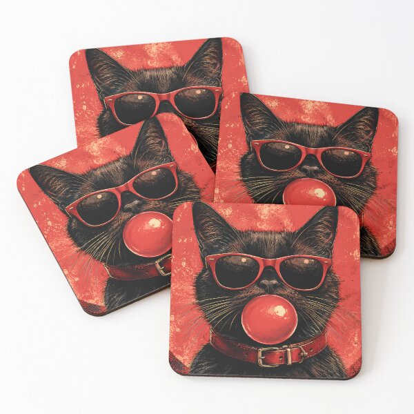 Item preview, Black Cat with Red Sunglasses Retro Pop Art designed and sold by RkskArt.
