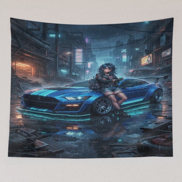 Item preview, Cyberpunk Muscle GT500 - Electric Blue Future Tuning Art designed and sold by JMAVILA ART.