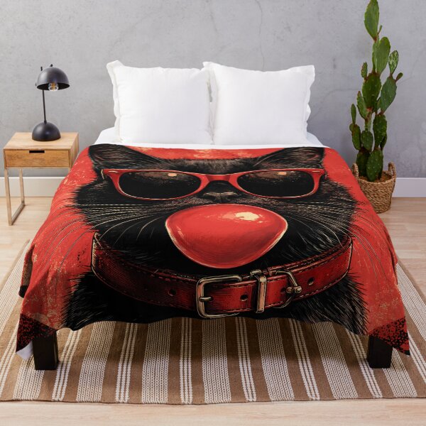 Item preview, Black Cat with Red Sunglasses Retro Pop Art designed and sold by RkskArt.