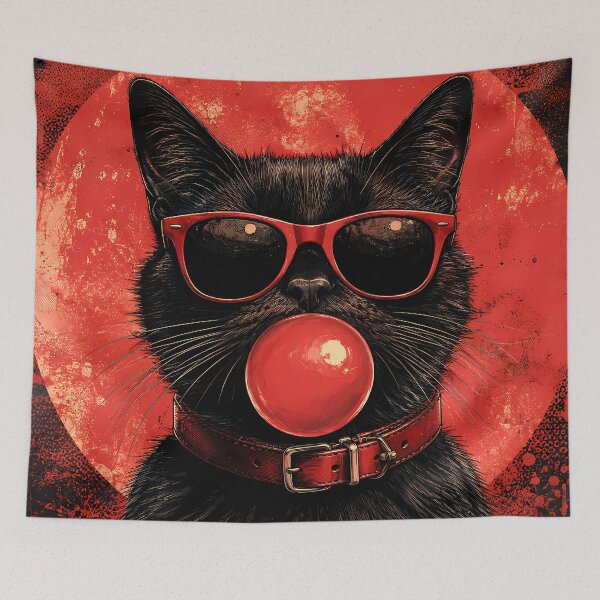 Item preview, Black Cat with Red Sunglasses Retro Pop Art designed and sold by RkskArt.
