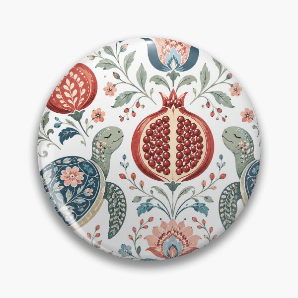 Item preview, Folk Art Turtles and Pomegranate Design designed and sold by Gold Turtle  Lina.