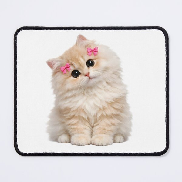 Item preview, Cute Fluffy Kitten With Pink Bows designed and sold by AmirArtisanVibe.
