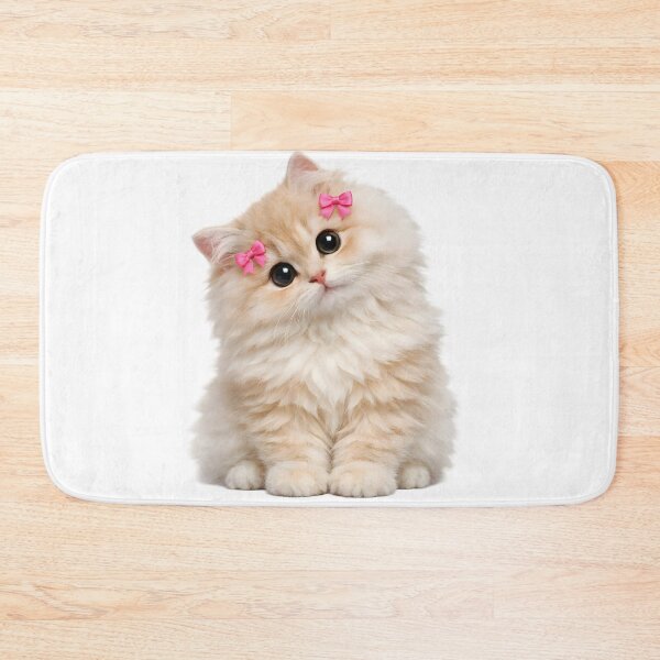 Item preview, Cute Fluffy Kitten With Pink Bows designed and sold by AmirArtisanVibe.