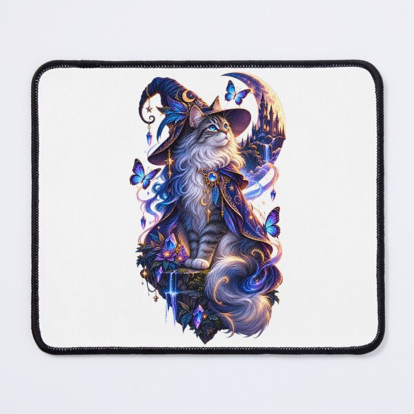 Item preview, Celestial Moonlight Wizard Cat baterflys Magic Crystal Fantasy designed and sold by BellabdO.