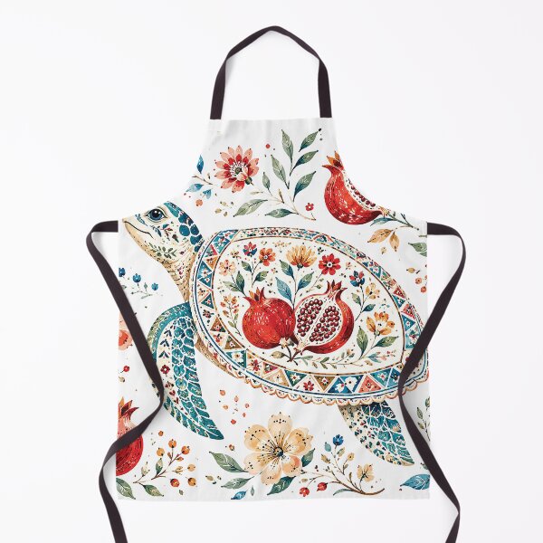 Item preview, Watercolor Sea Turtle Pomegranate Floral Art designed and sold by Gold Turtle Lina.