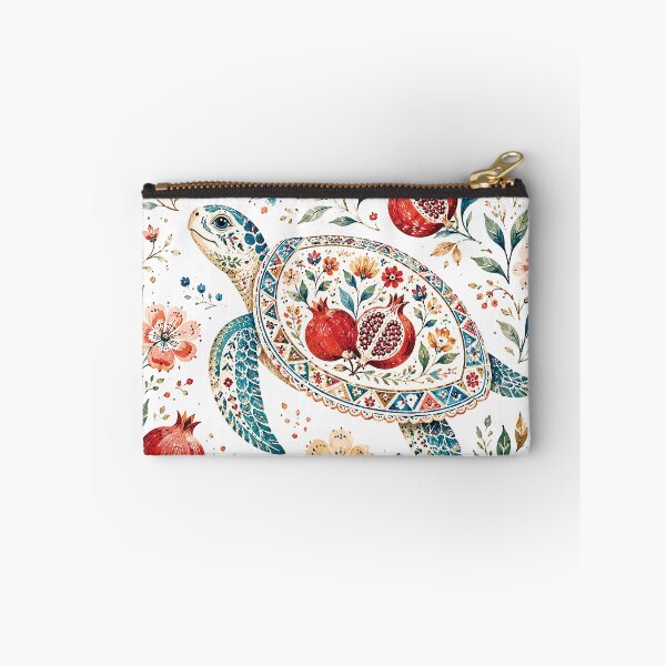 Item preview, Watercolor Sea Turtle Pomegranate Floral Art designed and sold by Gold Turtle  Lina.