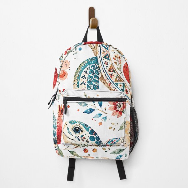Item preview, Watercolor Sea Turtle Pomegranate Floral Art designed and sold by Gold Turtle Lina.