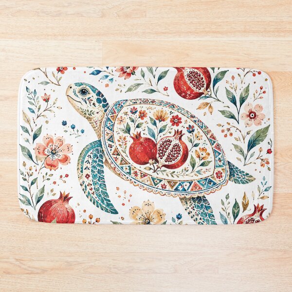Item preview, Watercolor Sea Turtle Pomegranate Floral Art designed and sold by Gold Turtle  Lina.