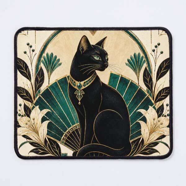 Item preview, Art Deco Black Cat Emerald Design designed and sold by Gold Turtle Lina.