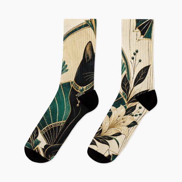 Item preview, Art Deco Black Cat Emerald Design designed and sold by Gold Turtle  Lina.