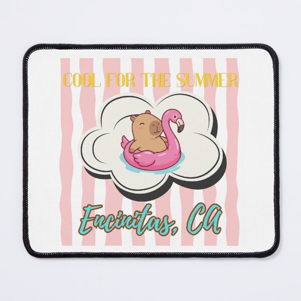 Item preview, Cool for the Summer.  Cute Capybara on a Pink Flamingo Floatie.  Encinitas, CA.  Summer Shirt.  Summer Gift.  Summer Vibes. designed and sold by ShrimpAndGrits.