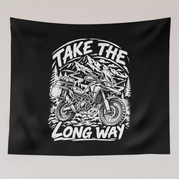 Item preview, Take The Long Way Adventure Motorcycle designed and sold by JesterKrewArt.