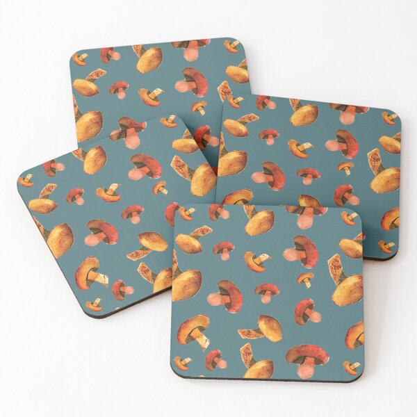 Item preview, Mushrooms Scattered on Teal designed and sold by jennifer-a-lane-design.