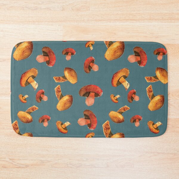 Item preview, Mushrooms Scattered on Teal designed and sold by jennifer-a-lane-design.