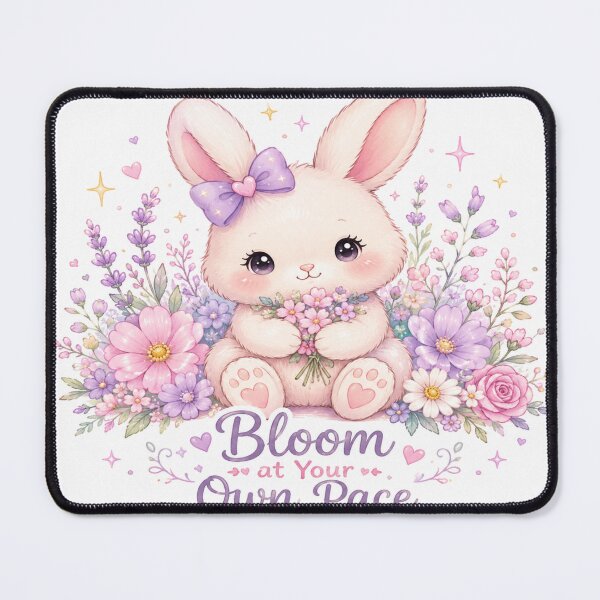 Item preview, Bloom at Your Own Pace Bunny – Cute Kawaii Floral Bunny Inspirational Design designed and sold by Moonlight Studio.