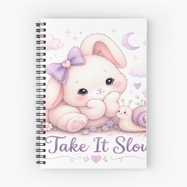 Item preview, Take It Slow Bunny and Snail – Cute Kawaii Pastel Inspirational Design designed and sold by Moonlight Studio.