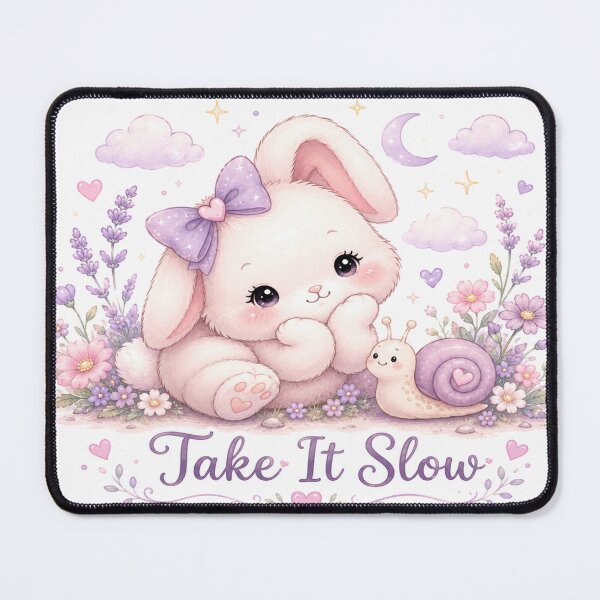 Item preview, Take It Slow Bunny and Snail – Cute Kawaii Pastel Inspirational Design designed and sold by Moonlight Studio.