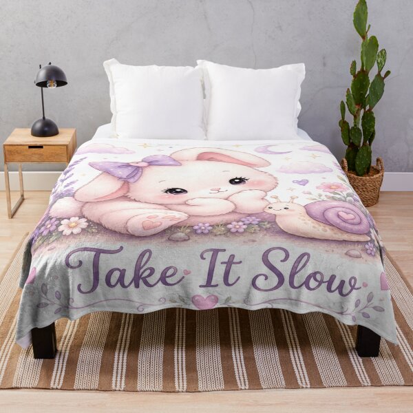 Item preview, Take It Slow Bunny and Snail – Cute Kawaii Pastel Inspirational Design designed and sold by Moonlight Studio.