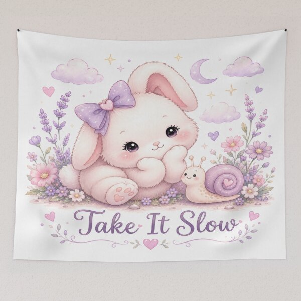 Item preview, Take It Slow Bunny and Snail – Cute Kawaii Pastel Inspirational Design designed and sold by Moonlight Studio.