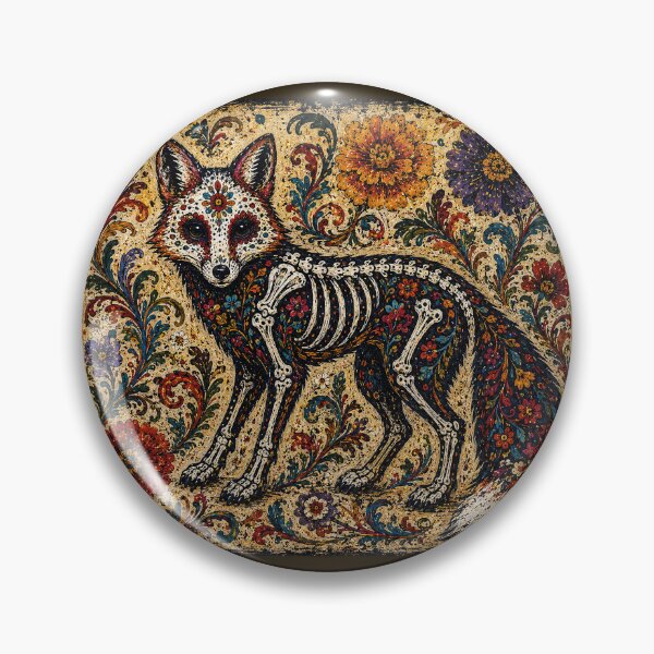 Item preview, Day of the Dead Folk Art Fox  designed and sold by newnomads-art.